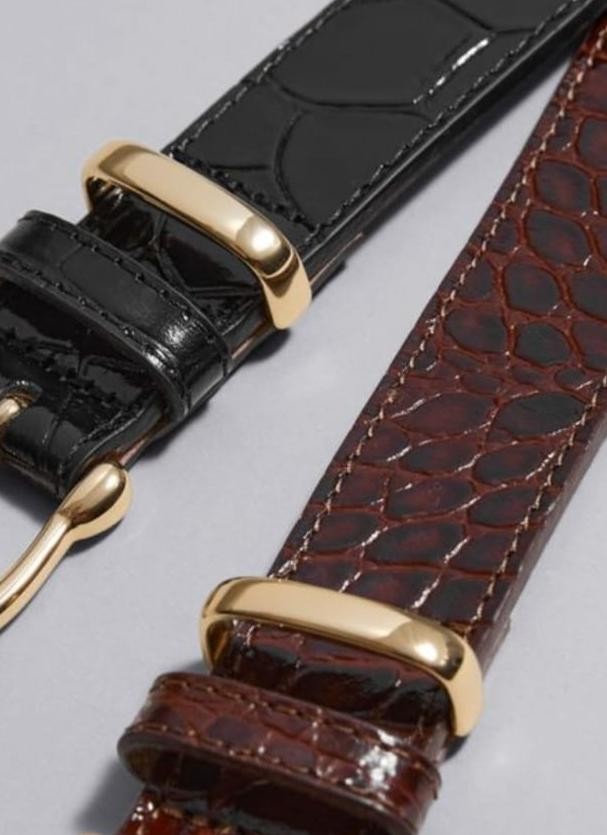 Croc Belt Duo — Onyx + Brun