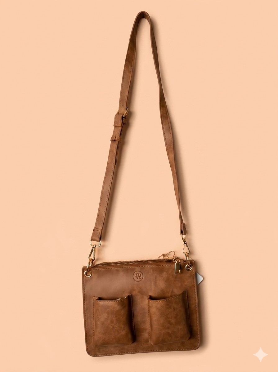 Pathfinder Twin-Pocket Crossbody — Walnut